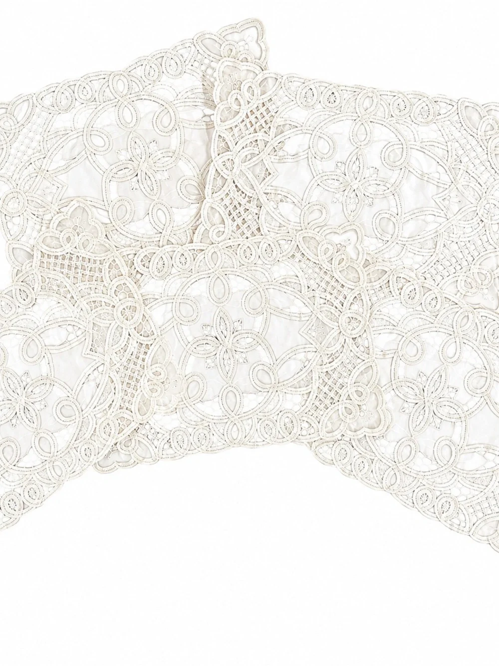 SOLD - 5 Piece Ivory Lace Cutwork Placemat Set Cottagecore Table Linens 16x10